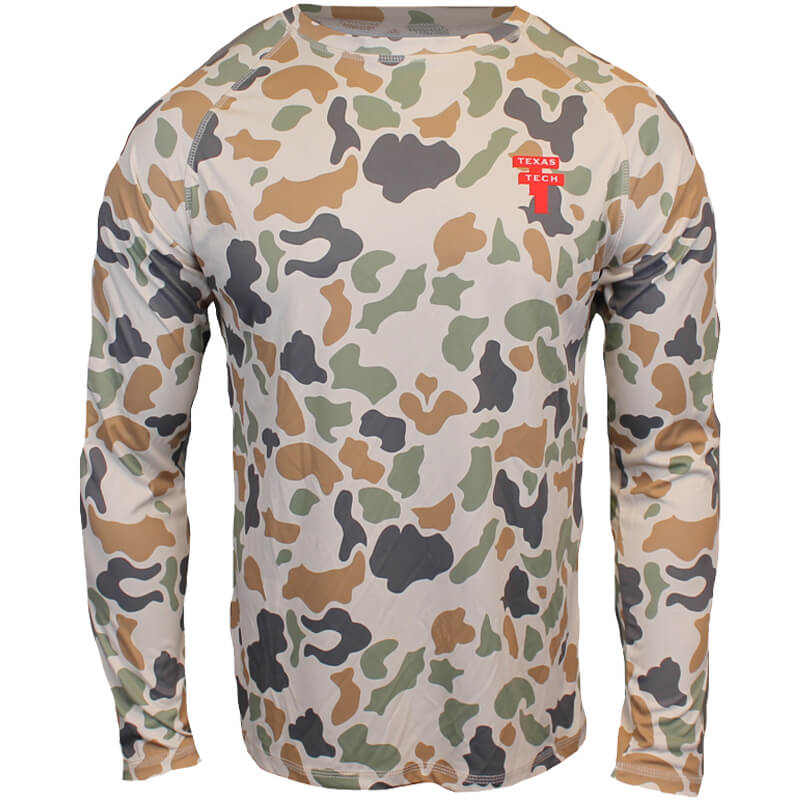 Adult Sideline Provisions Texas Tech Camo Vintage Double T Crew L/S Sh ...